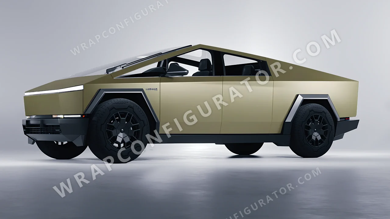Green Tesla Cybertruck 2024 wrapped in Colourshield PPF by HyperPro Khaki Green SMF05-P