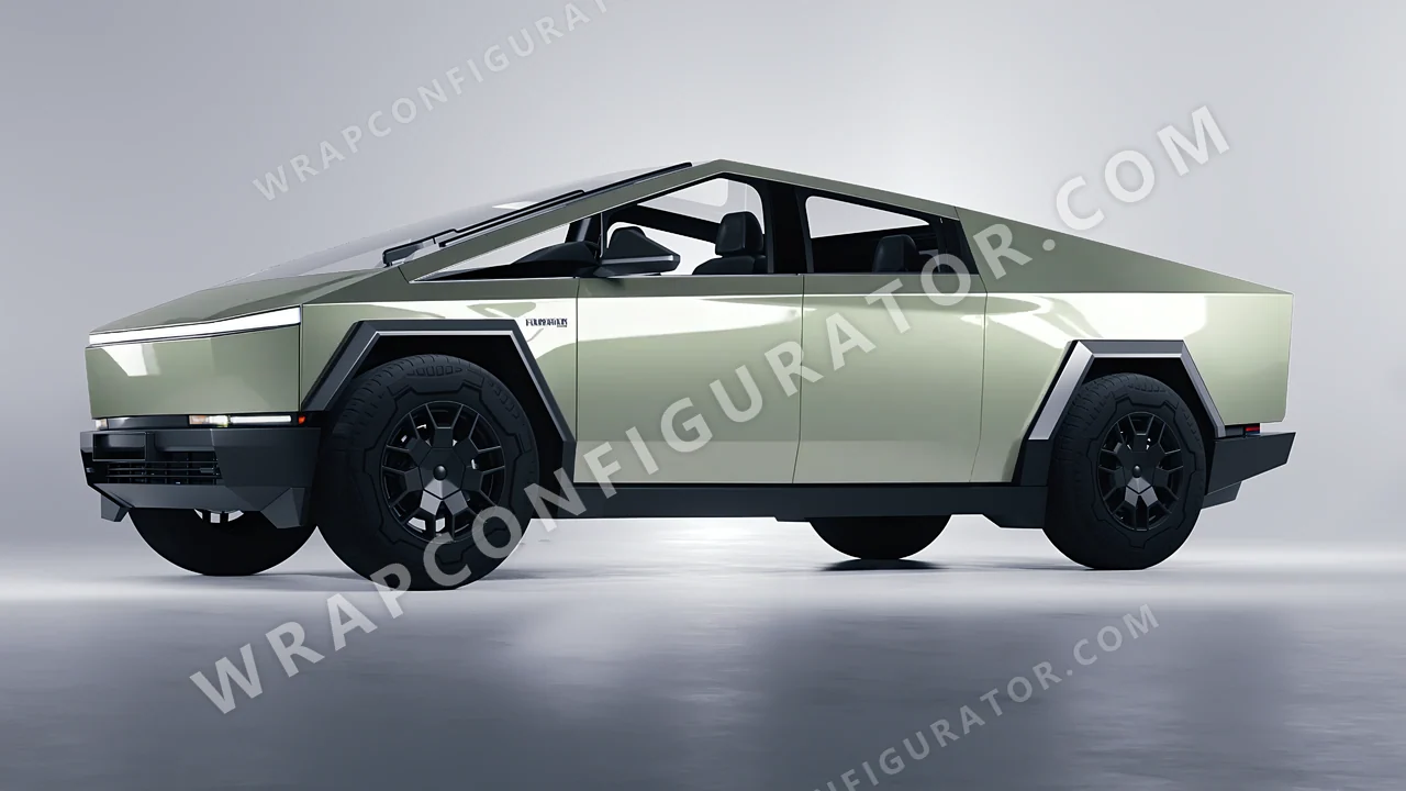 Green Tesla Cybertruck 2024 wrapped in Colourshield PPF by HyperPro Light Laurel Green HGM66-P