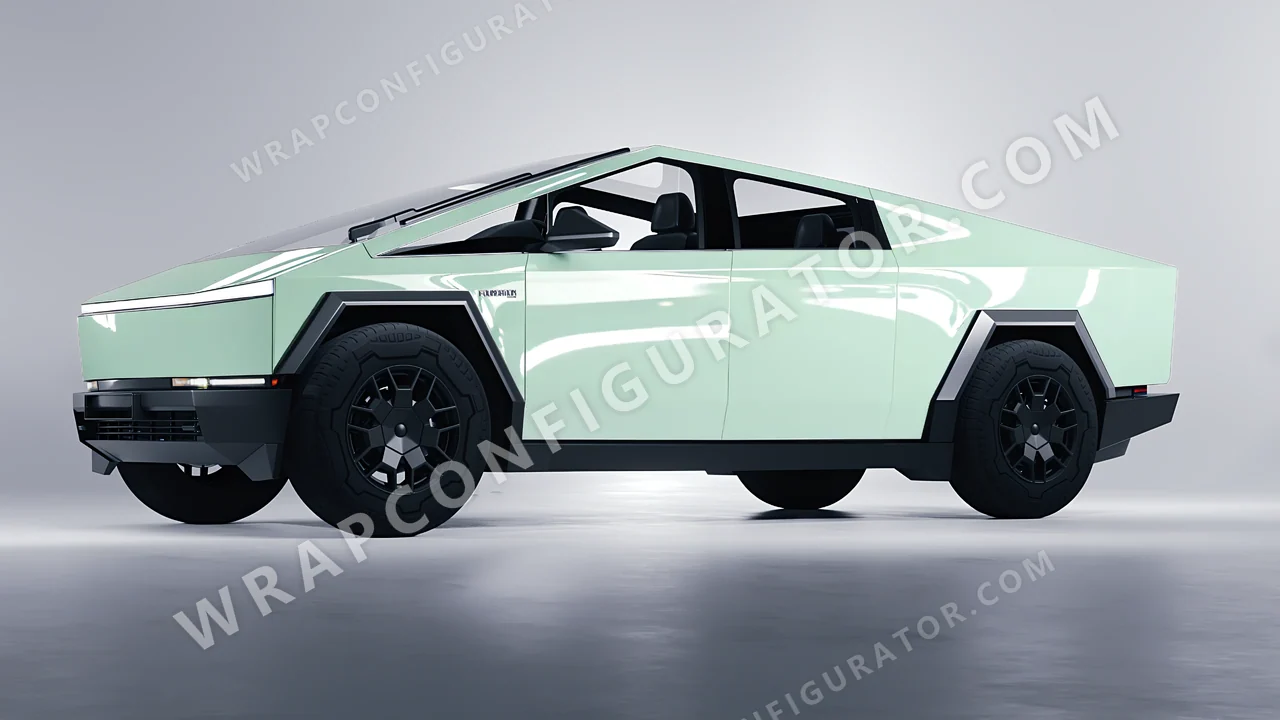 Green Tesla Cybertruck 2024 wrapped in Colourshield PPF by HyperPro Light Mint Green HGF41-P