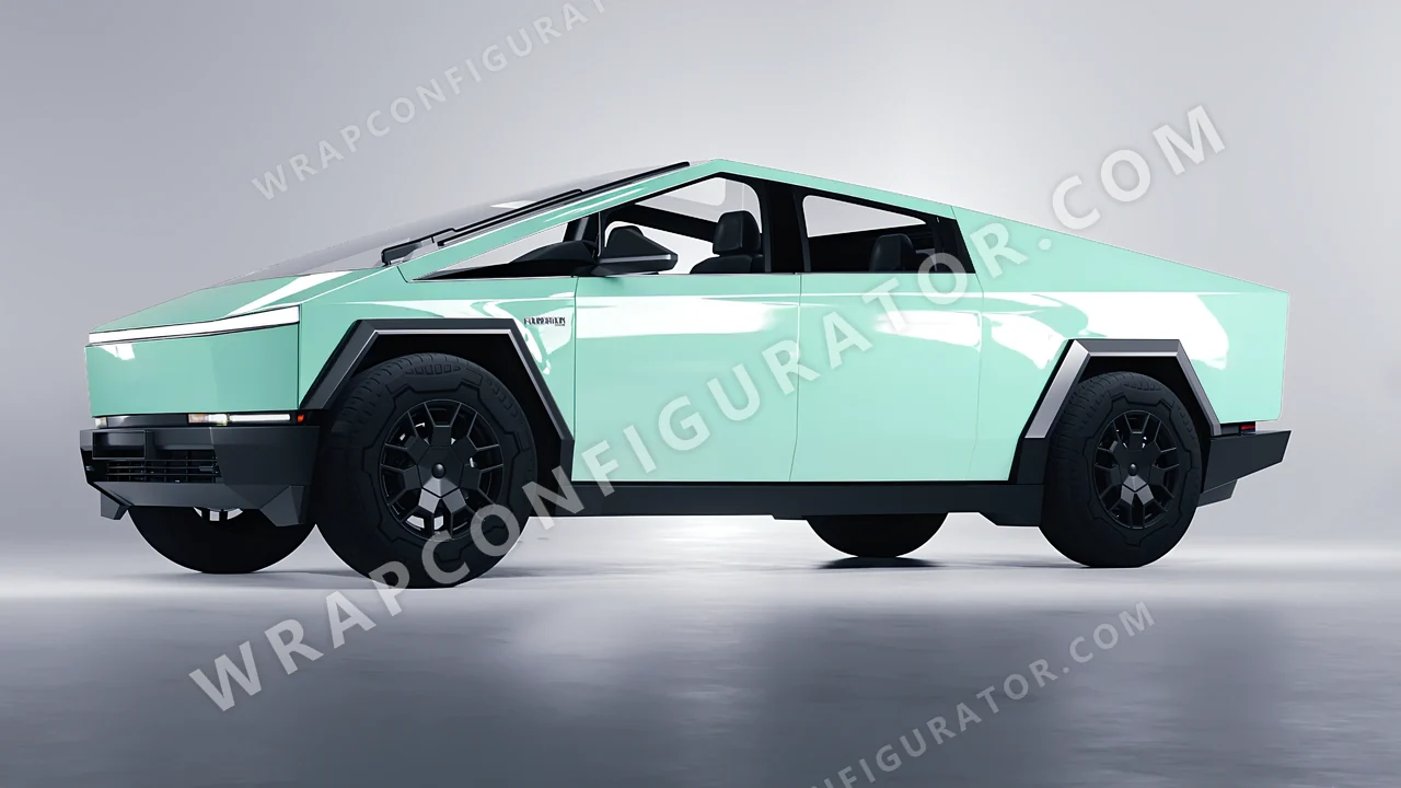 Green Tesla Cybertruck 2024 wrapped in Colourshield PPF by HyperPro Mint Green HGF80-P