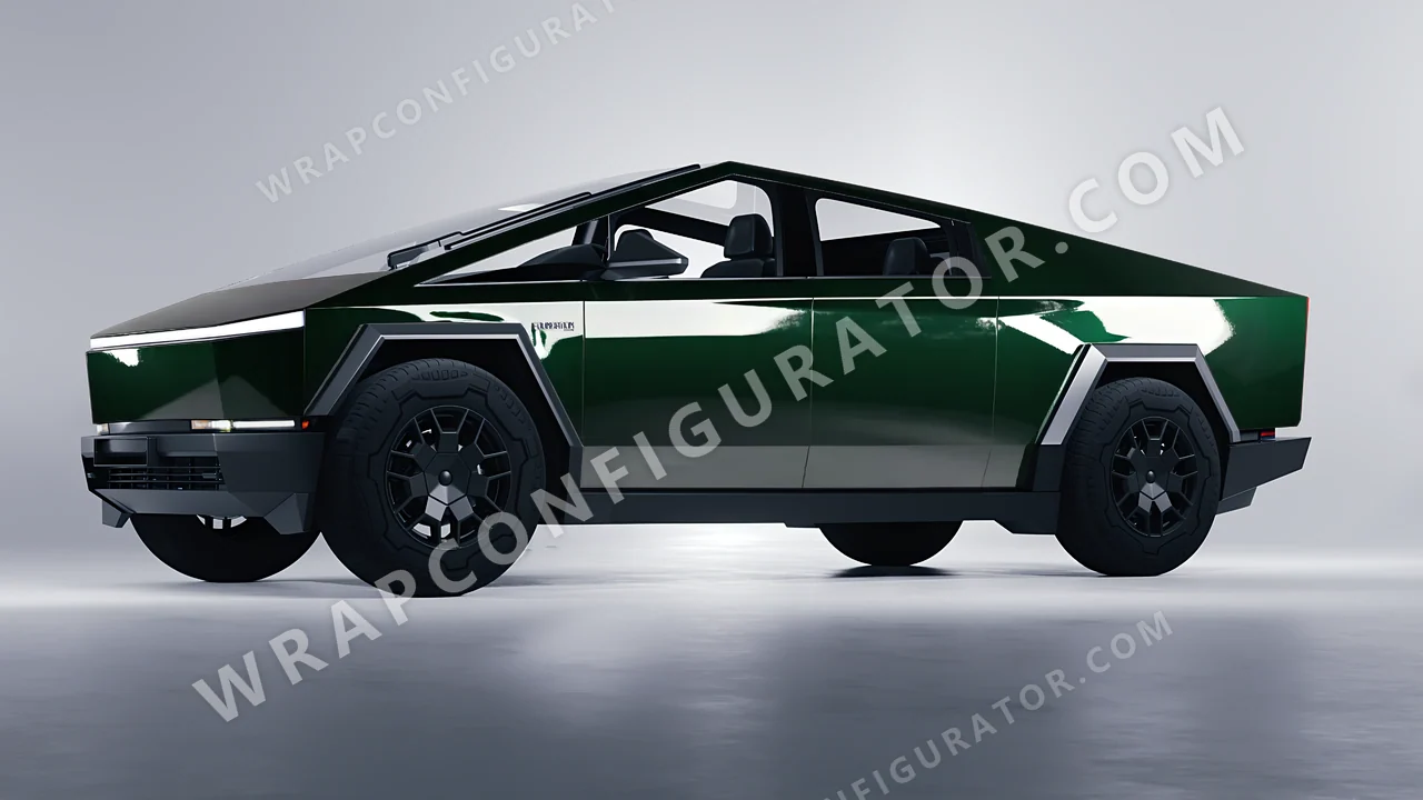 Green Tesla Cybertruck 2024 wrapped in Colourshield PPF by HyperPro Racing Green HGF84-P