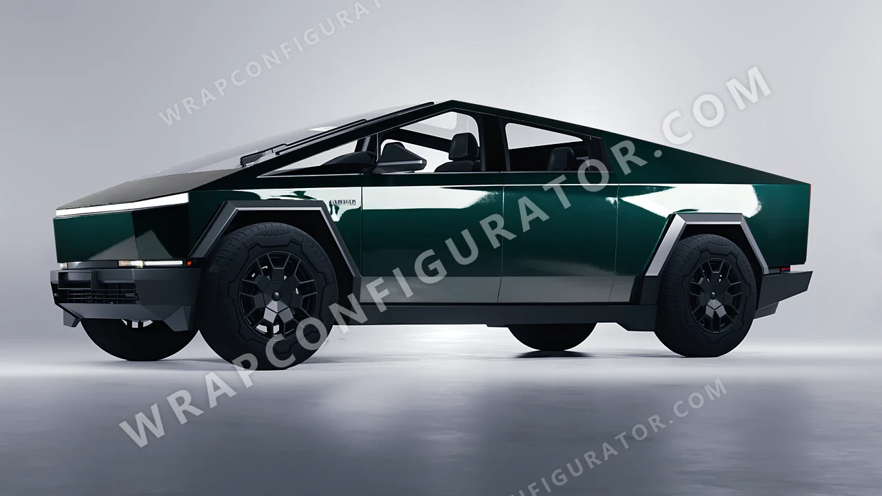Green Tesla Cybertruck 2024 wrapped in Colourshield PPF by HyperPro Sacramento Green HGF35-P