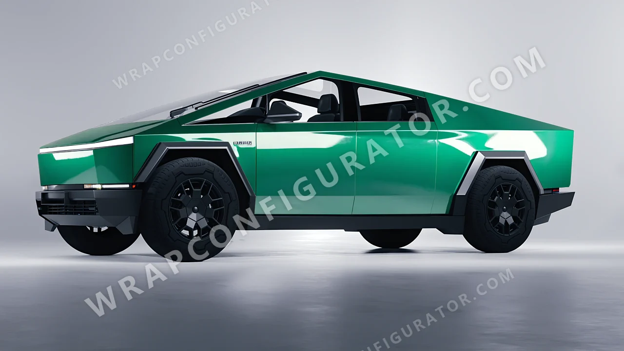 Green Tesla Cybertruck 2024 wrapped in Colourshield PPF by HyperPro Sea Green HGF79-P