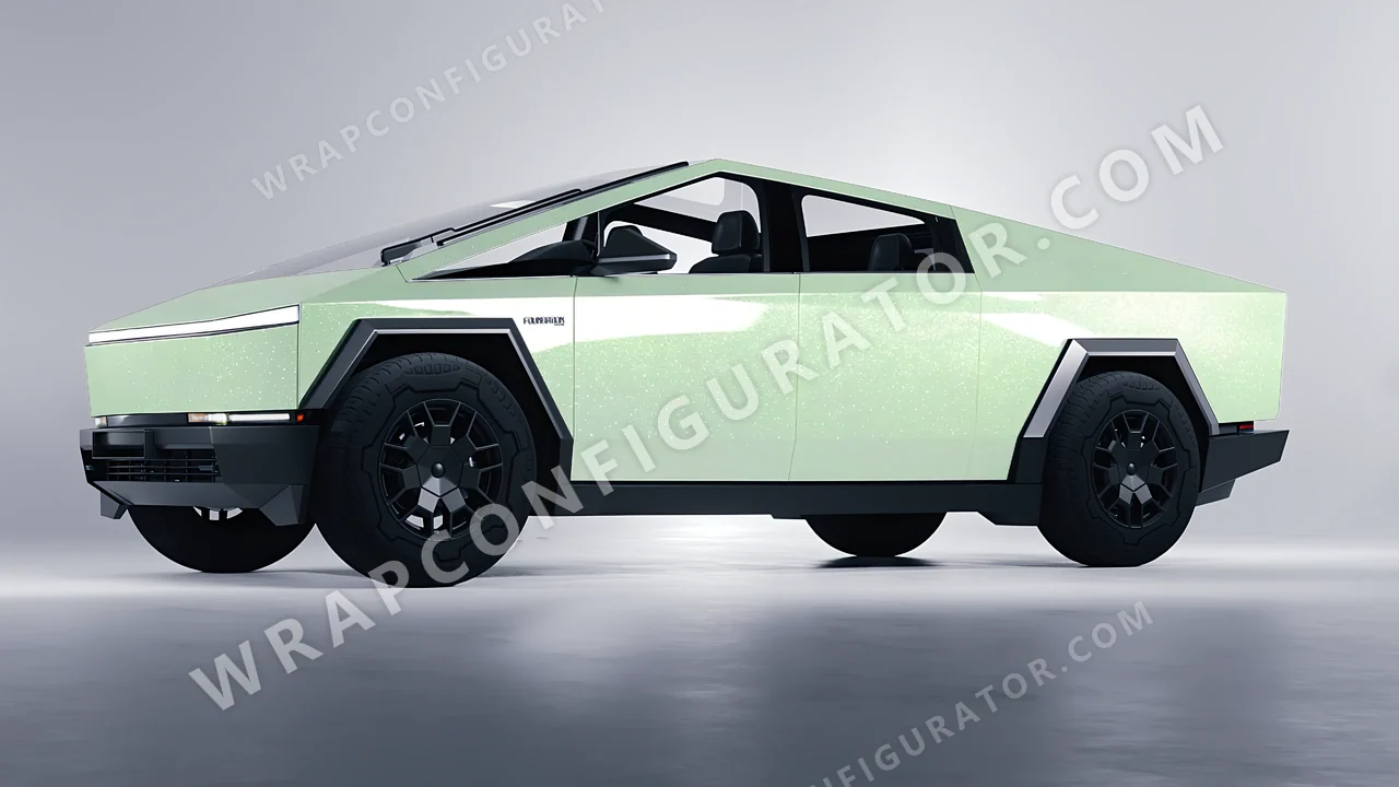 Green Tesla Cybertruck 2024 wrapped in Colourshield PPF by HyperPro Spring Green GPF08-P