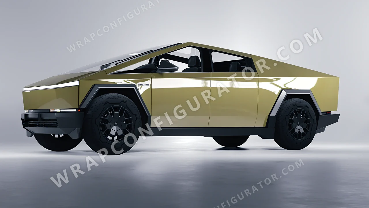 Green Tesla Cybertruck 2024 wrapped in Inozetek Dynamic PPF Khaki Green DPPF932