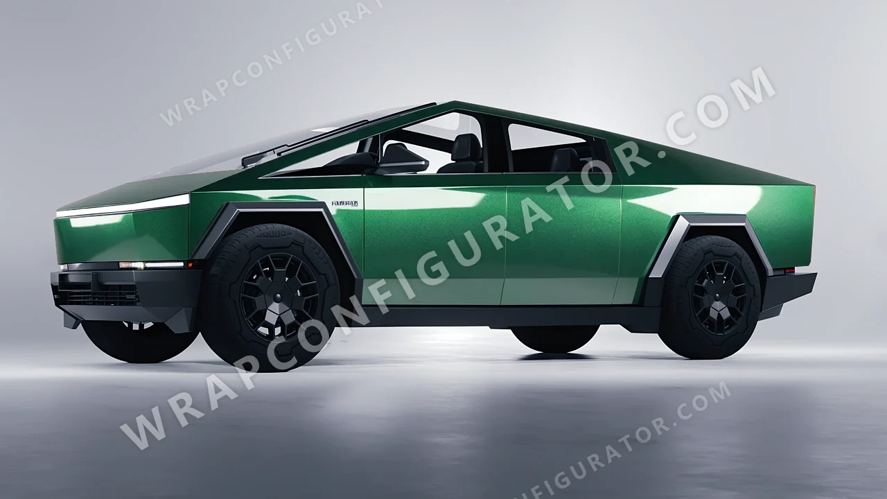 Green Tesla Cybertruck 2024 wrapped in KPMF Envious Green K75407