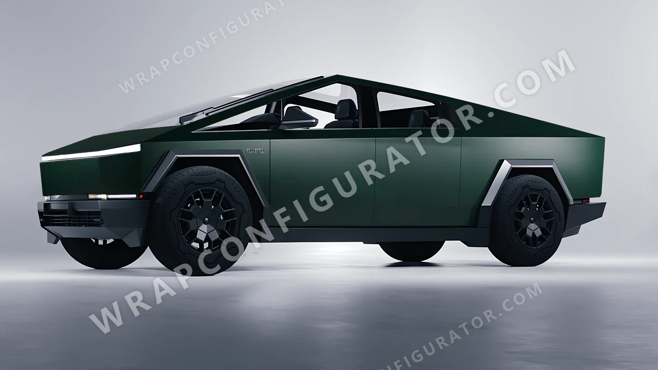 Green Tesla Cybertruck 2024 wrapped in KPMF Frozen Emerald Matt K75577