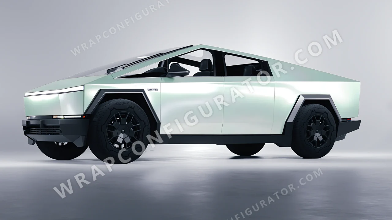 Green Tesla Cybertruck 2024 wrapped in ORACAL Pearl Green 970RA-992G