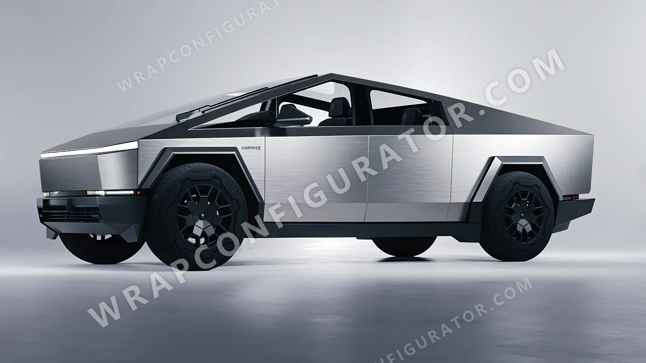 Grey Tesla Cybertruck 2024 wrapped in 3M Brushed Steel BR201