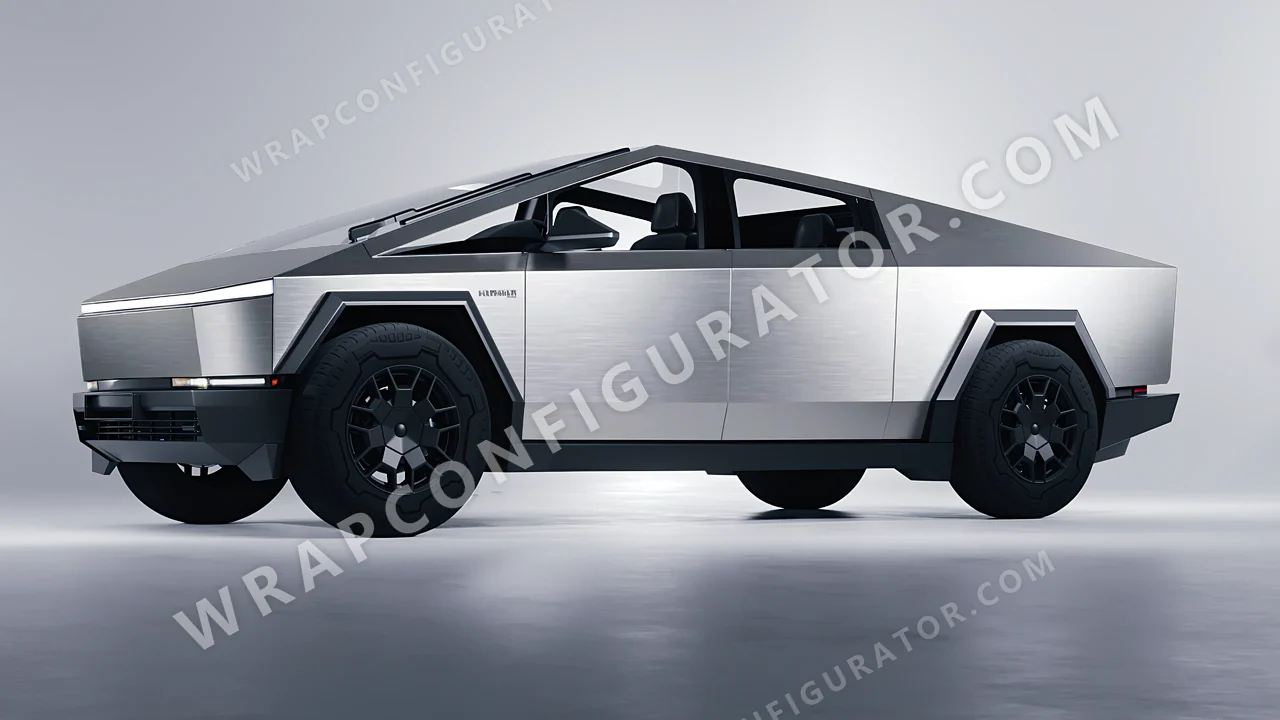 Grey Tesla Cybertruck 2024 wrapped in 3M Brushed Titanium BR230