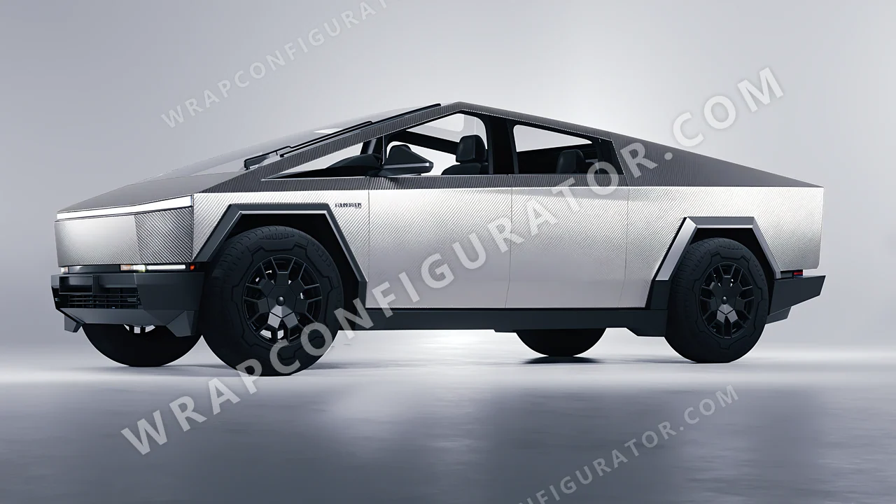 Grey Tesla Cybertruck 2024 wrapped in 3M Carbon Fiber Anthracite CFS201