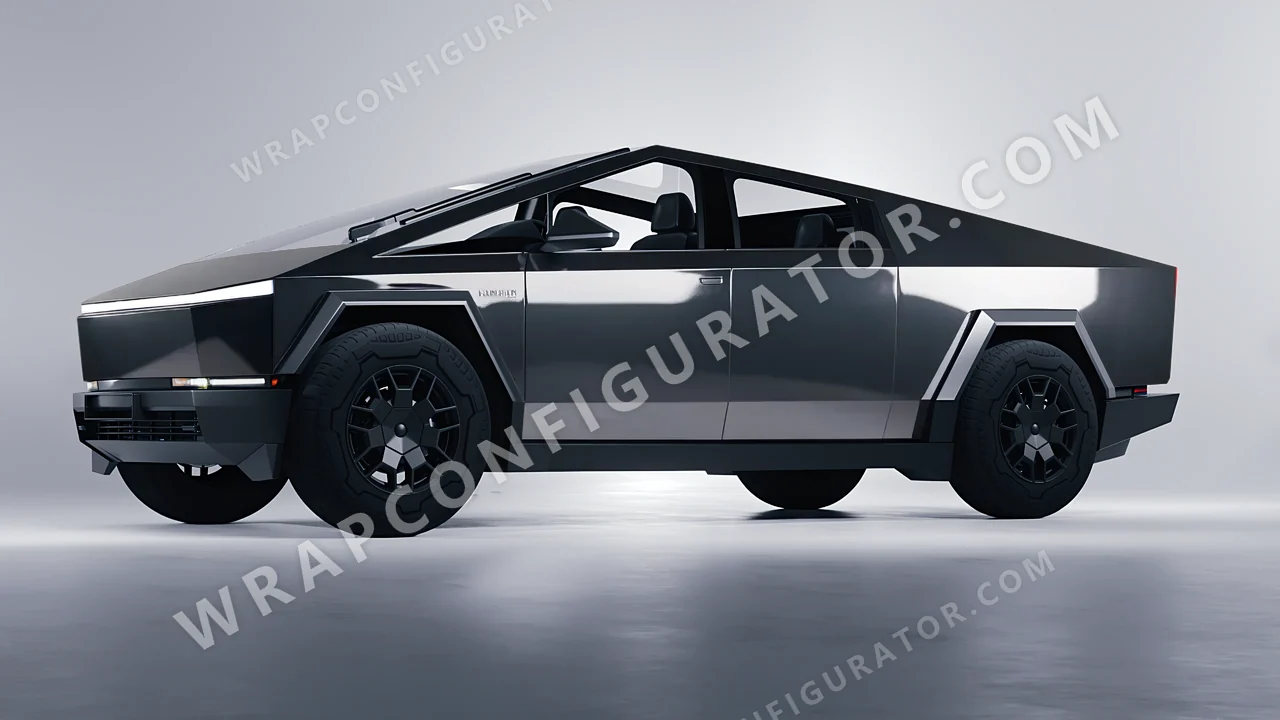 Grey Tesla Cybertruck 2024 wrapped in 3M Gloss Anthracite G201