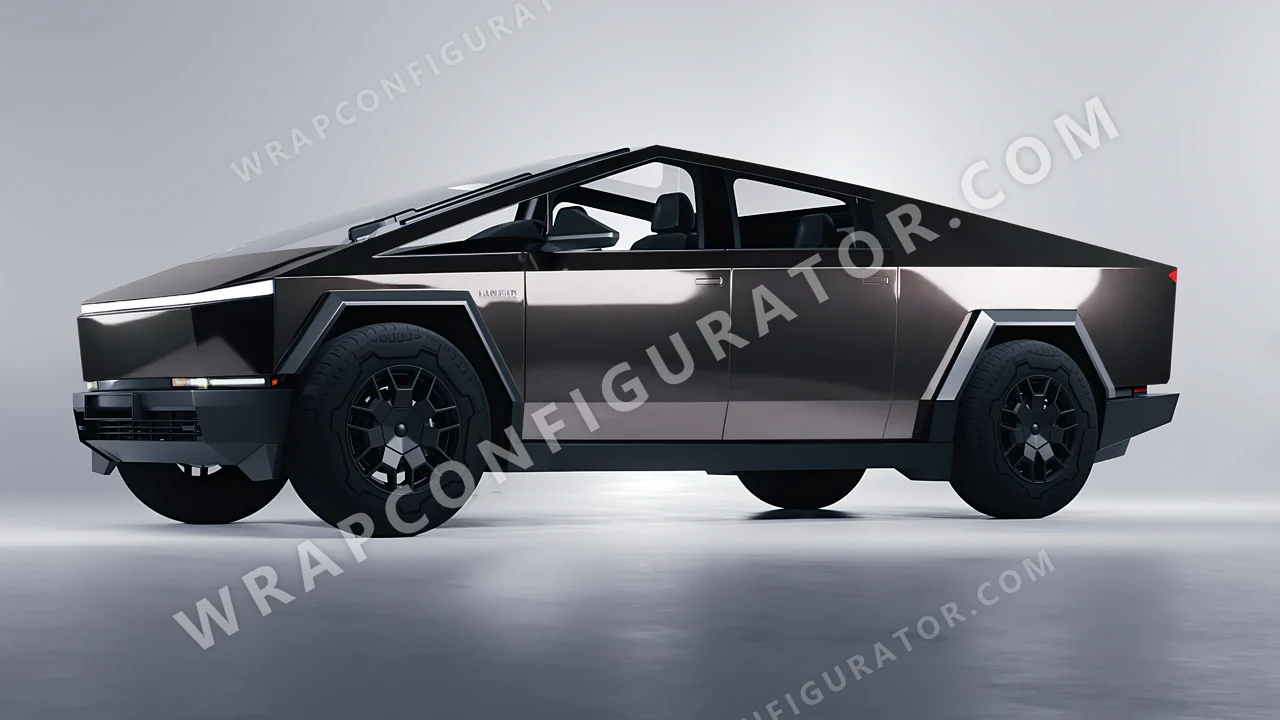 Grey Tesla Cybertruck 2024 wrapped in 3M Gloss Charcoal Metallic G211
