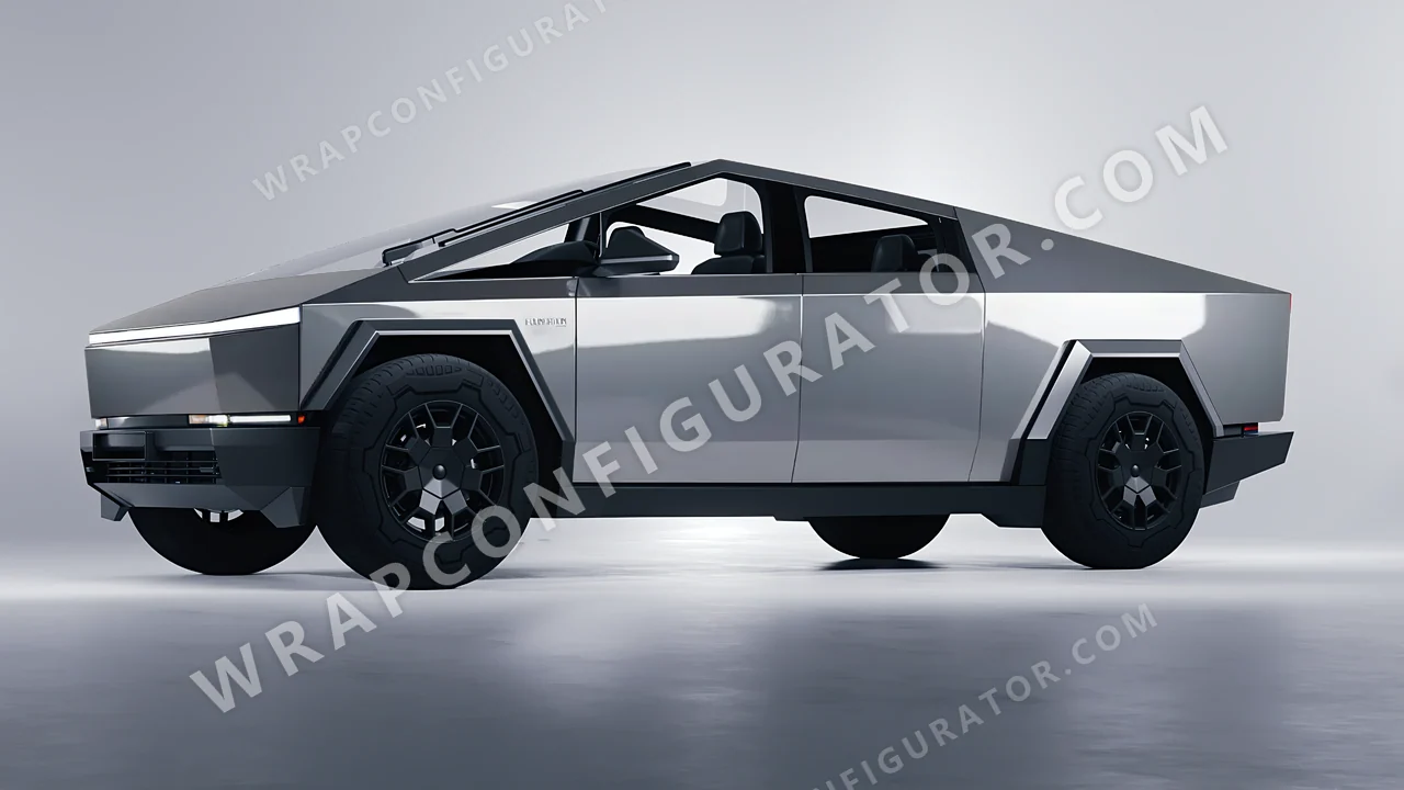 Grey Tesla Cybertruck 2024 wrapped in 3M Gloss Storm Gray G31