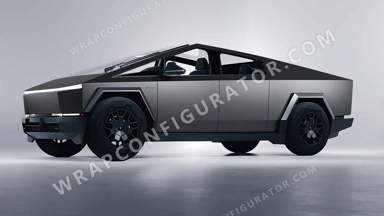Grey Tesla Cybertruck 2024 wrapped in 3M Matte Charcoal Metallic M211