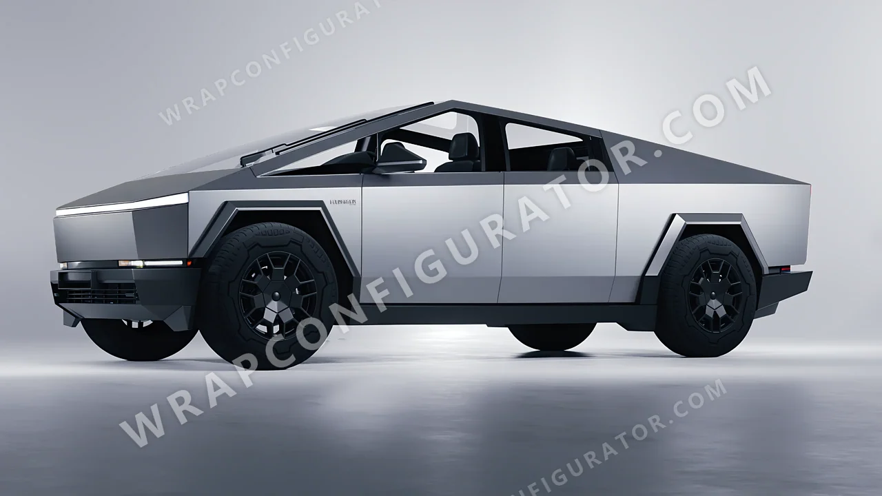 Grey Tesla Cybertruck 2024 wrapped in 3M Matte Gray Aluminum M230