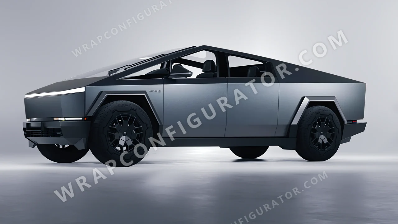 Grey Tesla Cybertruck 2024 wrapped in Avery Dennison Anthracite SW900-858-M
