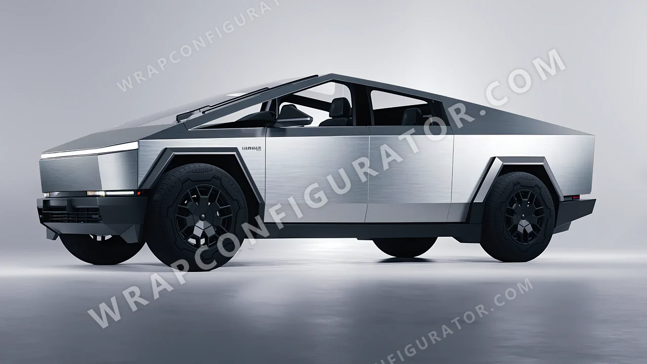 Grey Tesla Cybertruck 2024 wrapped in Avery Dennison Brushed Steel SW900-813-X