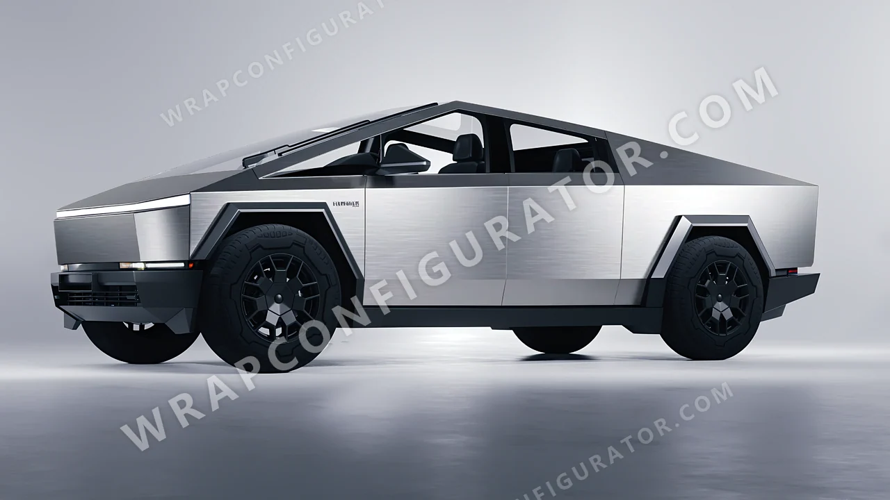 Grey Tesla Cybertruck 2024 wrapped in Avery Dennison Brushed Titanium SW900-802-X