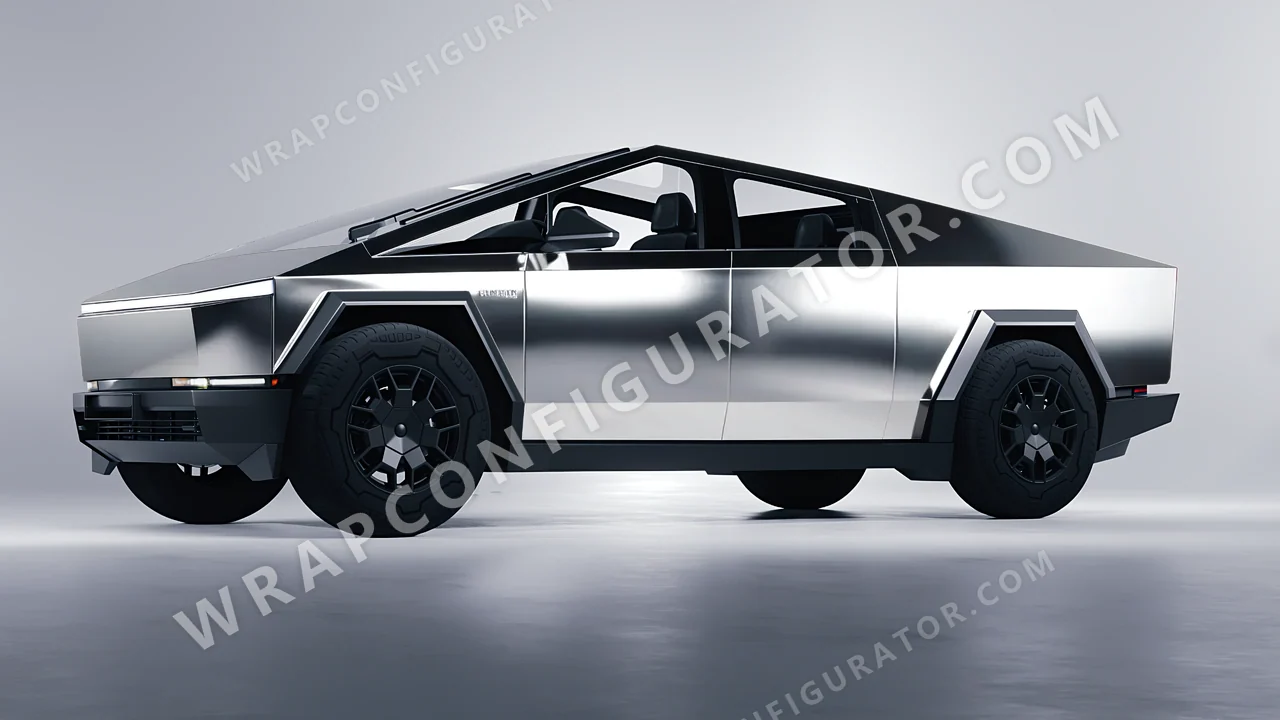 Grey Tesla Cybertruck 2024 wrapped in Avery Dennison Silver SF100-843-S