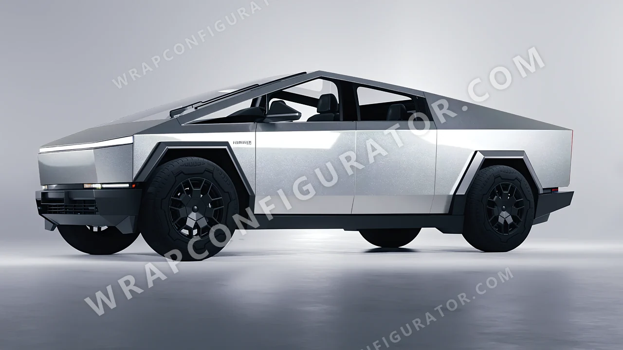 Grey Tesla Cybertruck 2024 wrapped in Avery Dennison Silver SW900-803-M