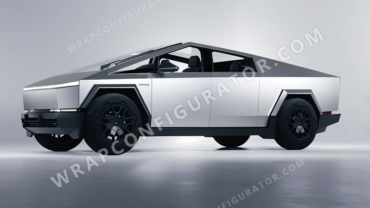 Grey Tesla Cybertruck 2024 wrapped in Avery Dennison Silver SW900-857-M