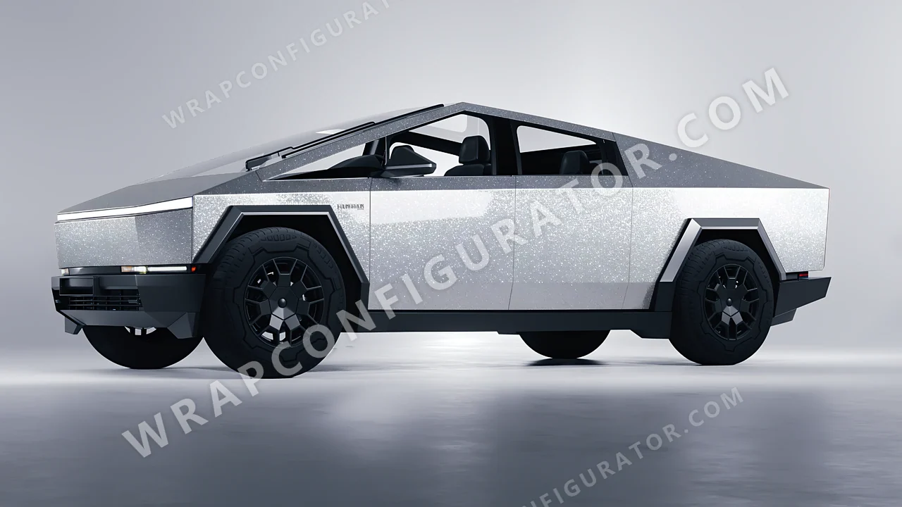 Grey Tesla Cybertruck 2024 wrapped in Avery Dennison Silver SW900-878-D