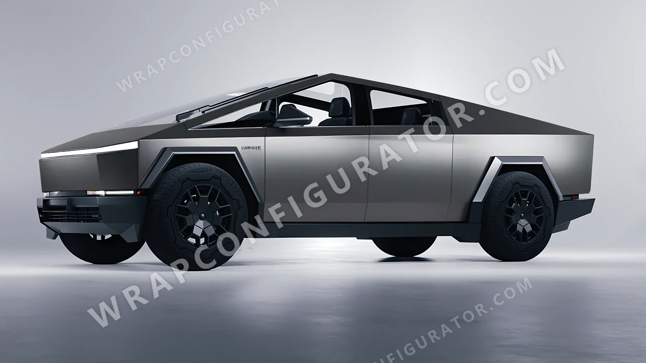 Grey Tesla Cybertruck 2024 wrapped in Colourshield PPF by HyperPro Ink Gray SMF49-P
