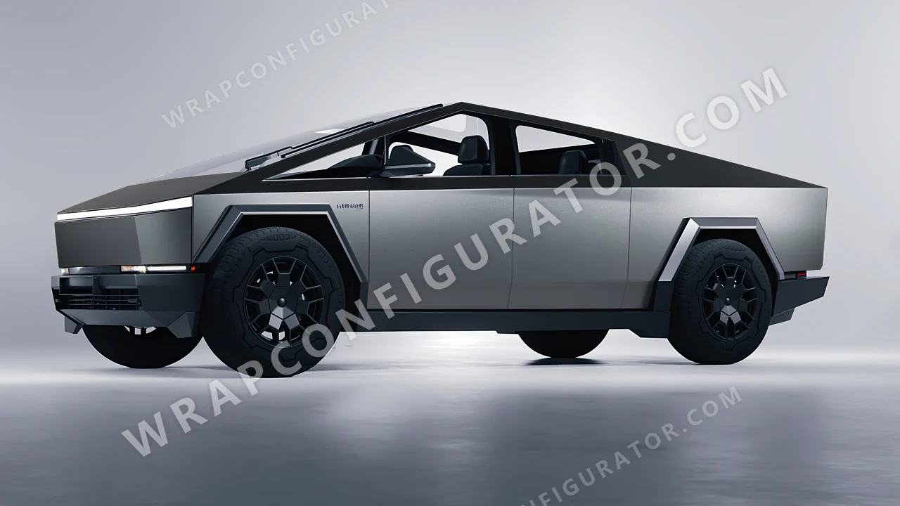 Grey Tesla Cybertruck 2024 wrapped in Colourshield PPF by HyperPro Space Gray MF09-P