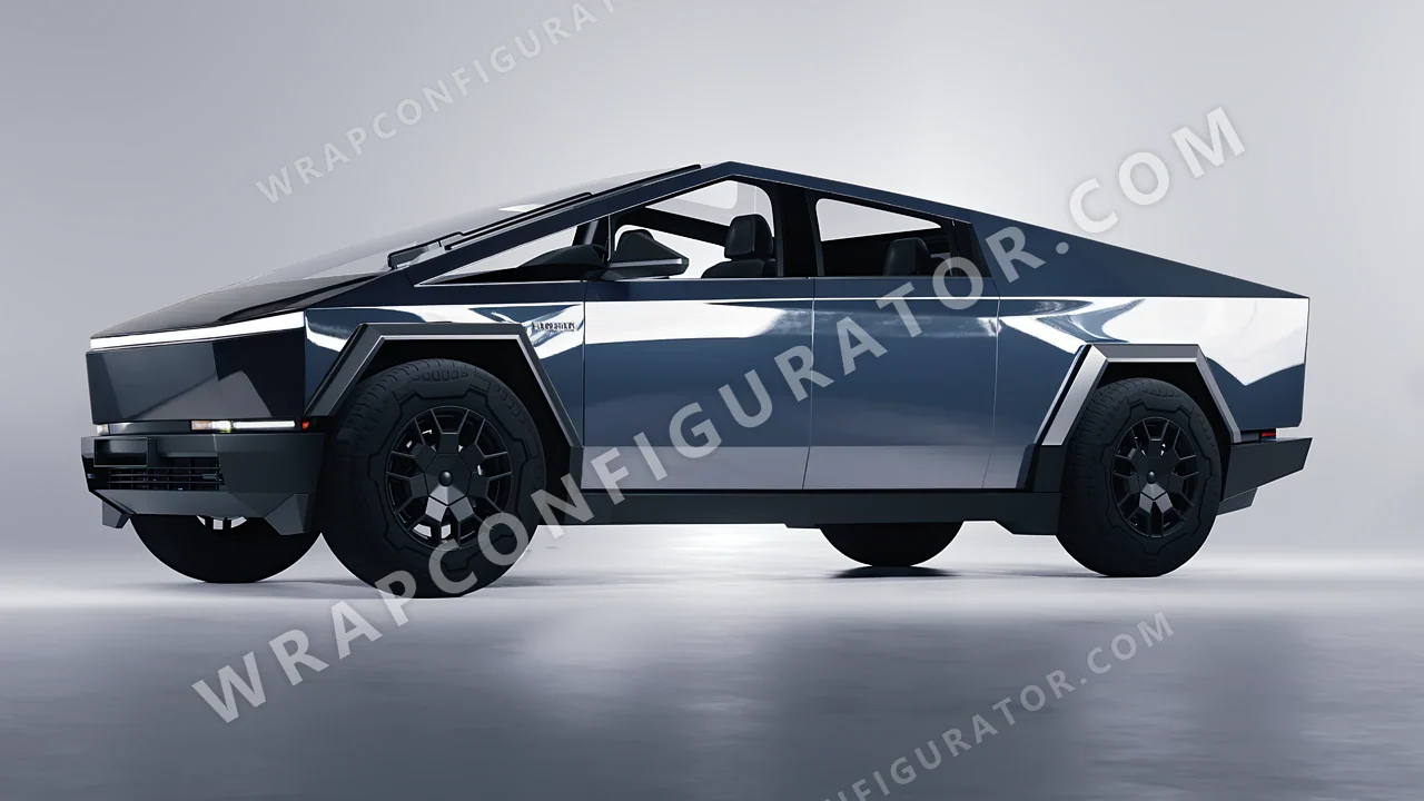 Grey Tesla Cybertruck 2024 wrapped in Inozetek Dynamic PPF Blue Graphite Grey DPPF927