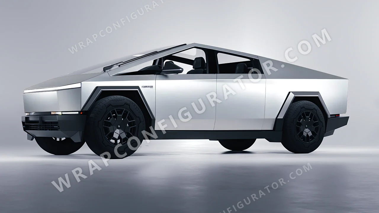 Grey Tesla Cybertruck 2024 wrapped in Inozetek Dynamic PPF Silver DPPF803