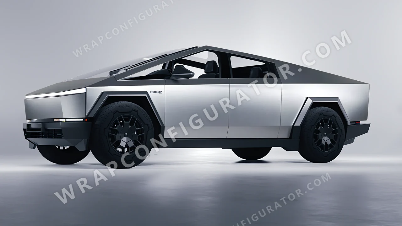 Grey Tesla Cybertruck 2024 wrapped in Inozetek Dynamic PPF Silver DPPF808