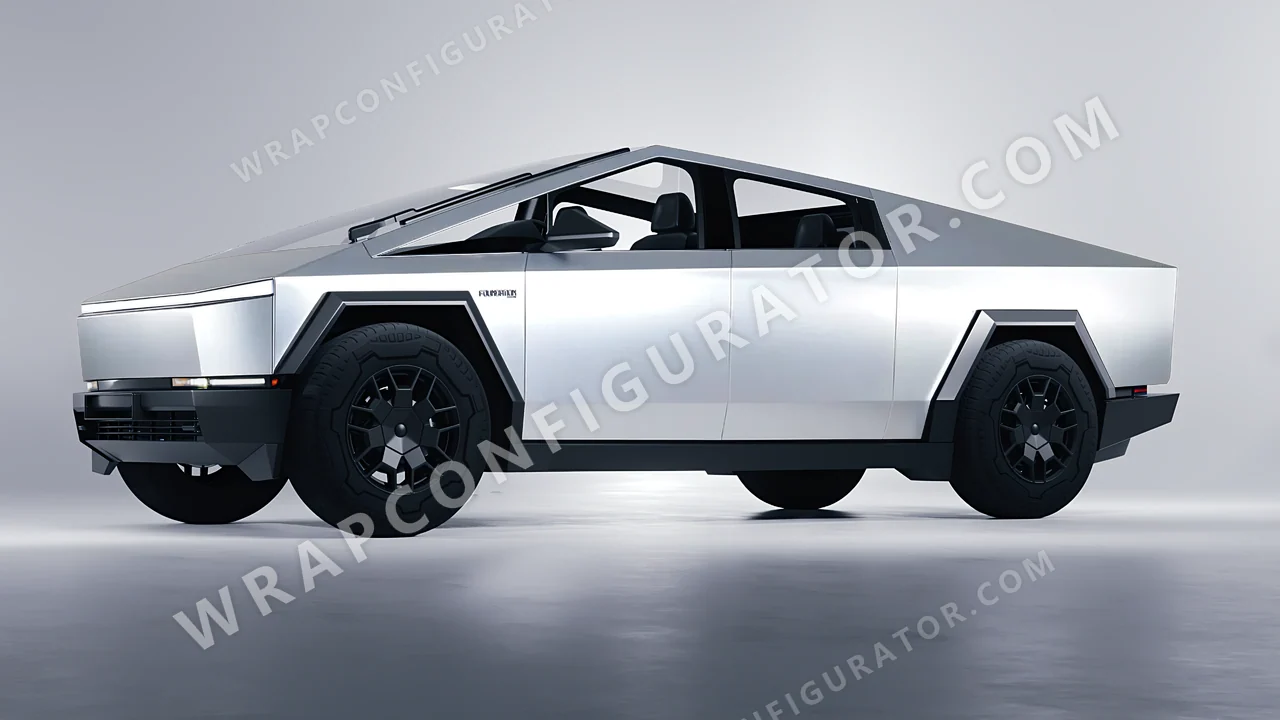 Grey Tesla Cybertruck 2024 wrapped in Inozetek Dynamic PPF Star Silver DPPF805