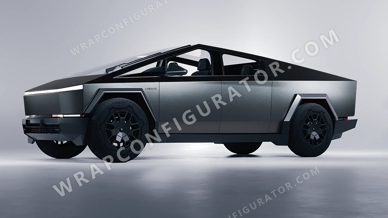 Grey Tesla Cybertruck 2024 wrapped in KPMF Matt Anthracite K75320