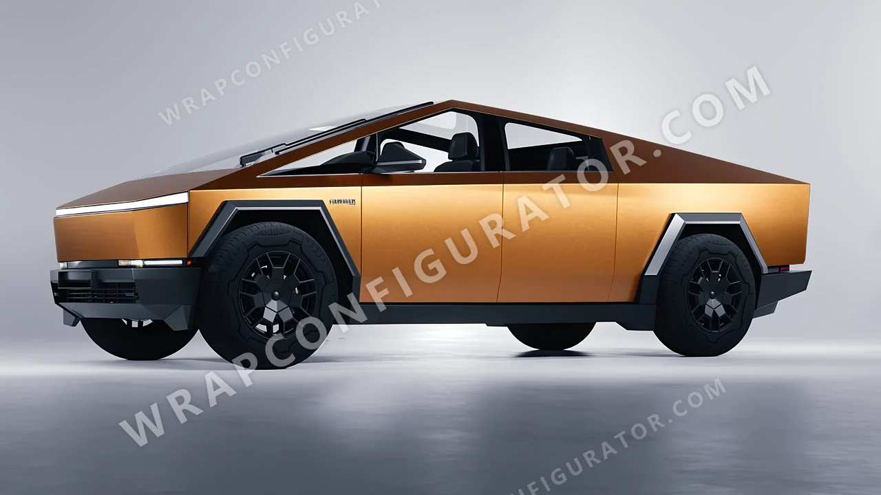Grey Tesla Cybertruck 2024 wrapped in KPMF Matt Iced Amber Titanium K75591