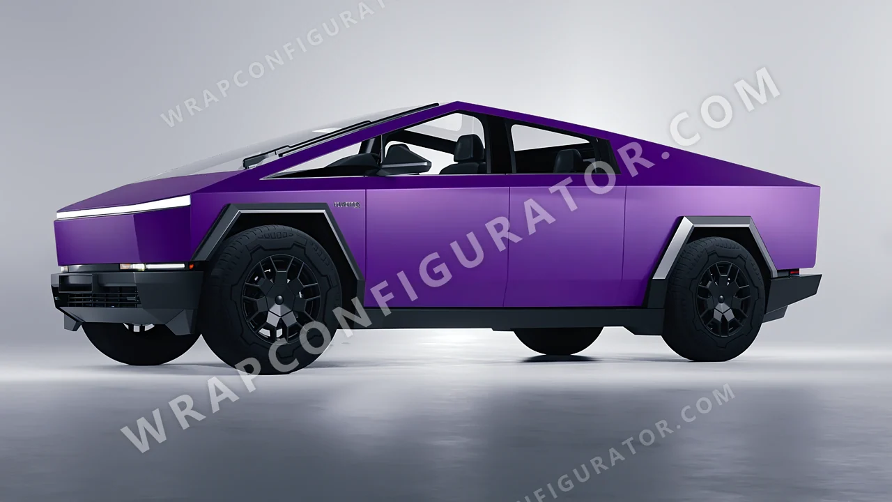 Grey Tesla Cybertruck 2024 wrapped in KPMF Matt Iced Amethyst Titanium K75568