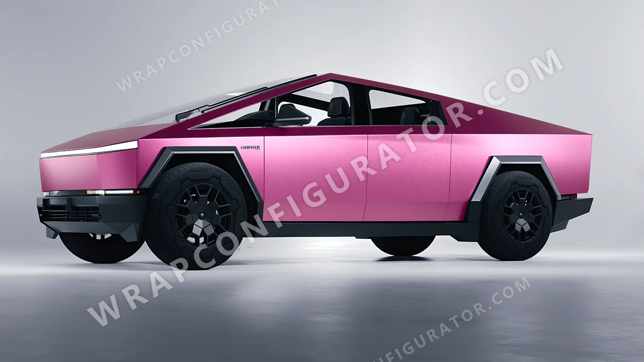 Grey Tesla Cybertruck 2024 wrapped in KPMF Matt Iced Pink Titanium K75504