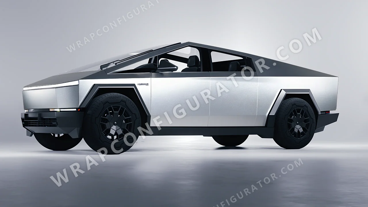Grey Tesla Cybertruck 2024 wrapped in KPMF Matt Iced Silver Titanium K75501