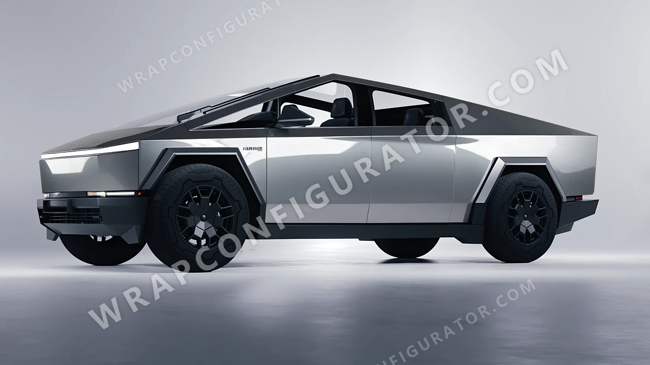 Grey Tesla Cybertruck 2024 wrapped in ORACAL Aluminium 970RA-908G