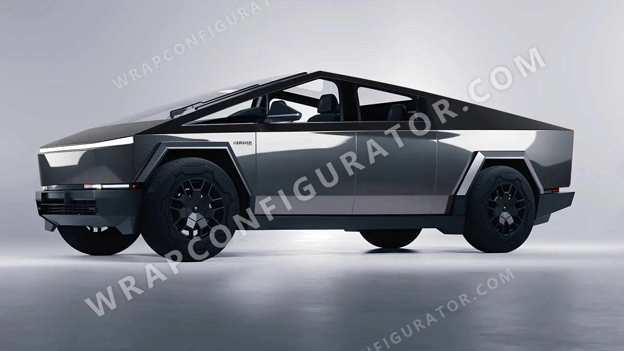 Grey Tesla Cybertruck 2024 wrapped in ORACAL Anthracite 970RA-093G