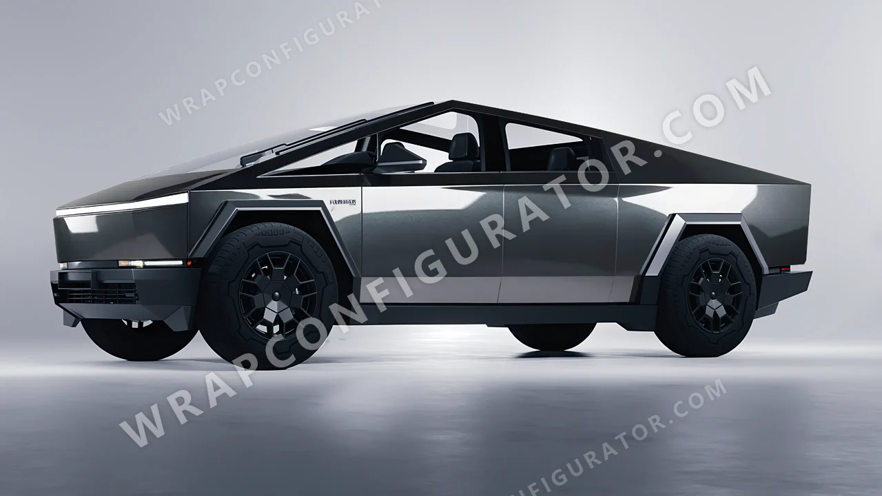 Grey Tesla Cybertruck 2024 wrapped in ORACAL Charcoal 970RA-937G