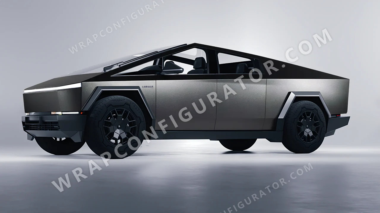 Grey Tesla Cybertruck 2024 wrapped in ORACAL Charcoal 970RA-937M
