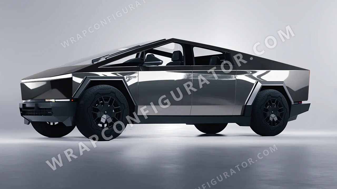 Grey Tesla Cybertruck 2024 wrapped in ORACAL Dark Grey 970RA-073G
