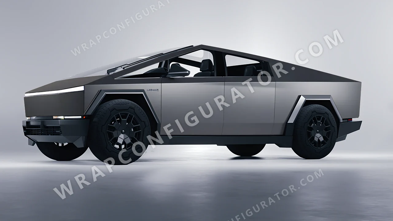 Grey Tesla Cybertruck 2024 wrapped in ORACAL Dark Grey 970RA-073M