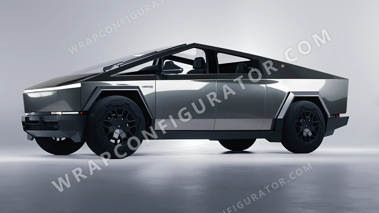 Grey Tesla Cybertruck 2024 wrapped in ORACAL Graphite 970RA-932G