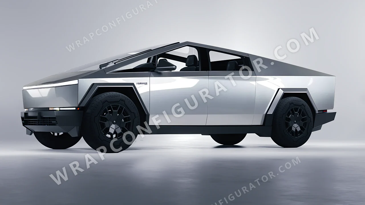 Grey Tesla Cybertruck 2024 wrapped in ORACAL Silver Grey 970RA-090G