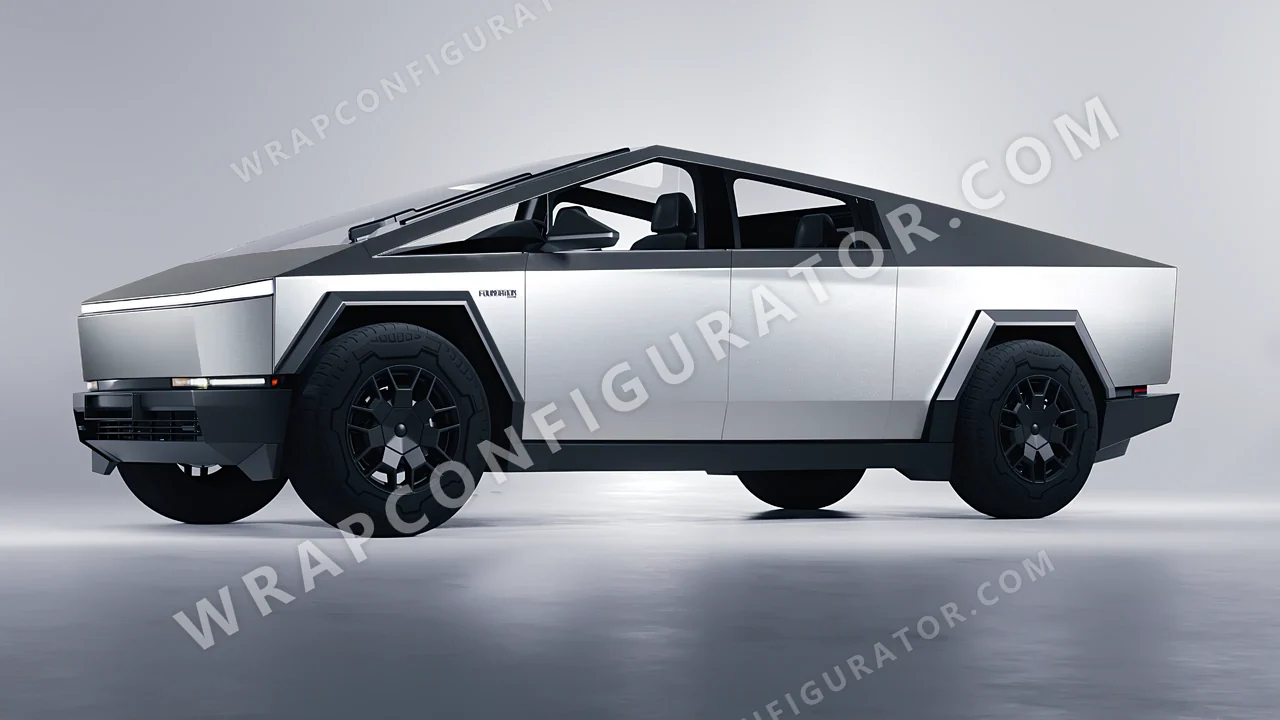 Grey Tesla Cybertruck 2024 wrapped in ORACAL Silver Grey 970RA-090M