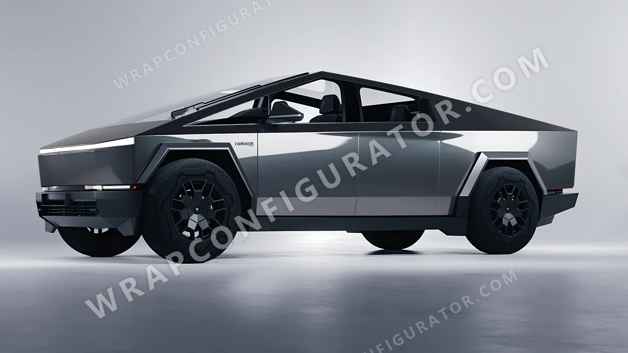 Grey Tesla Cybertruck 2024 wrapped in ORACAL Steel 970RA-795G