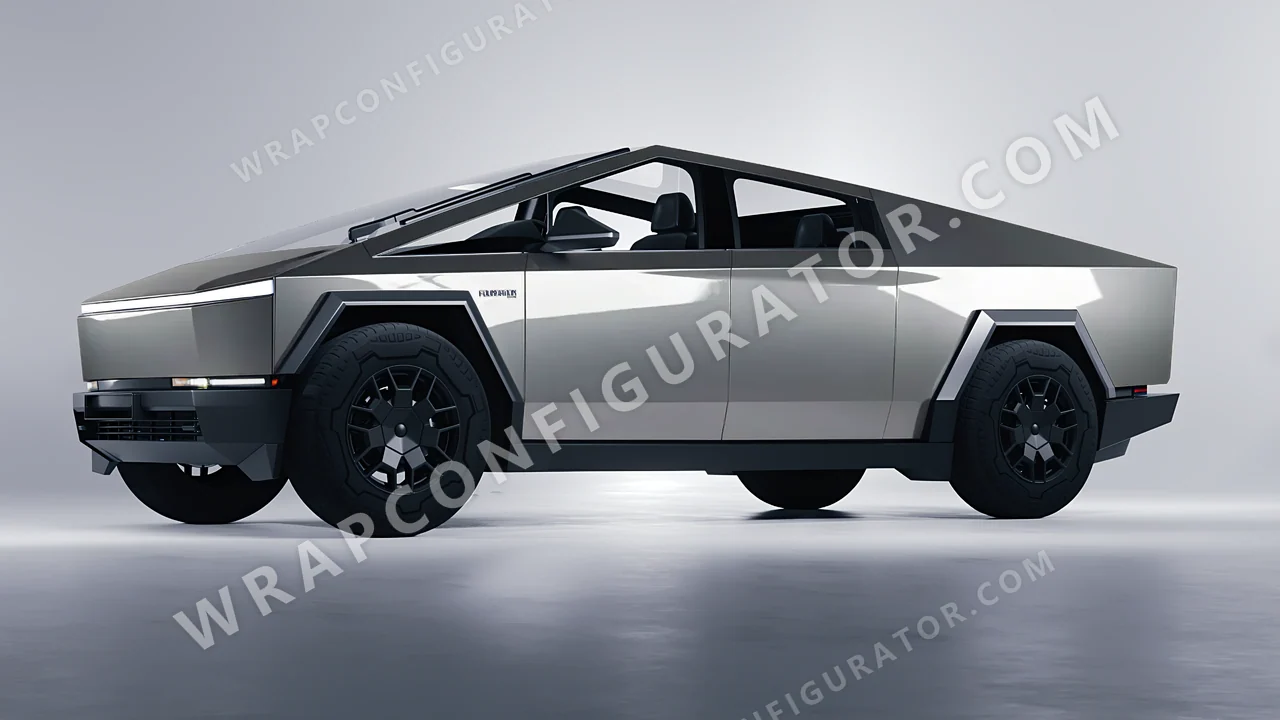 Grey Tesla Cybertruck 2024 wrapped in ORACAL Tin 970RA-933G