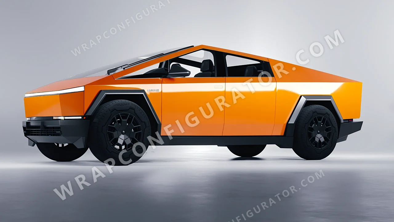 Orange Tesla Cybertruck 2024 wrapped in 3M Gloss Bright Orange G54